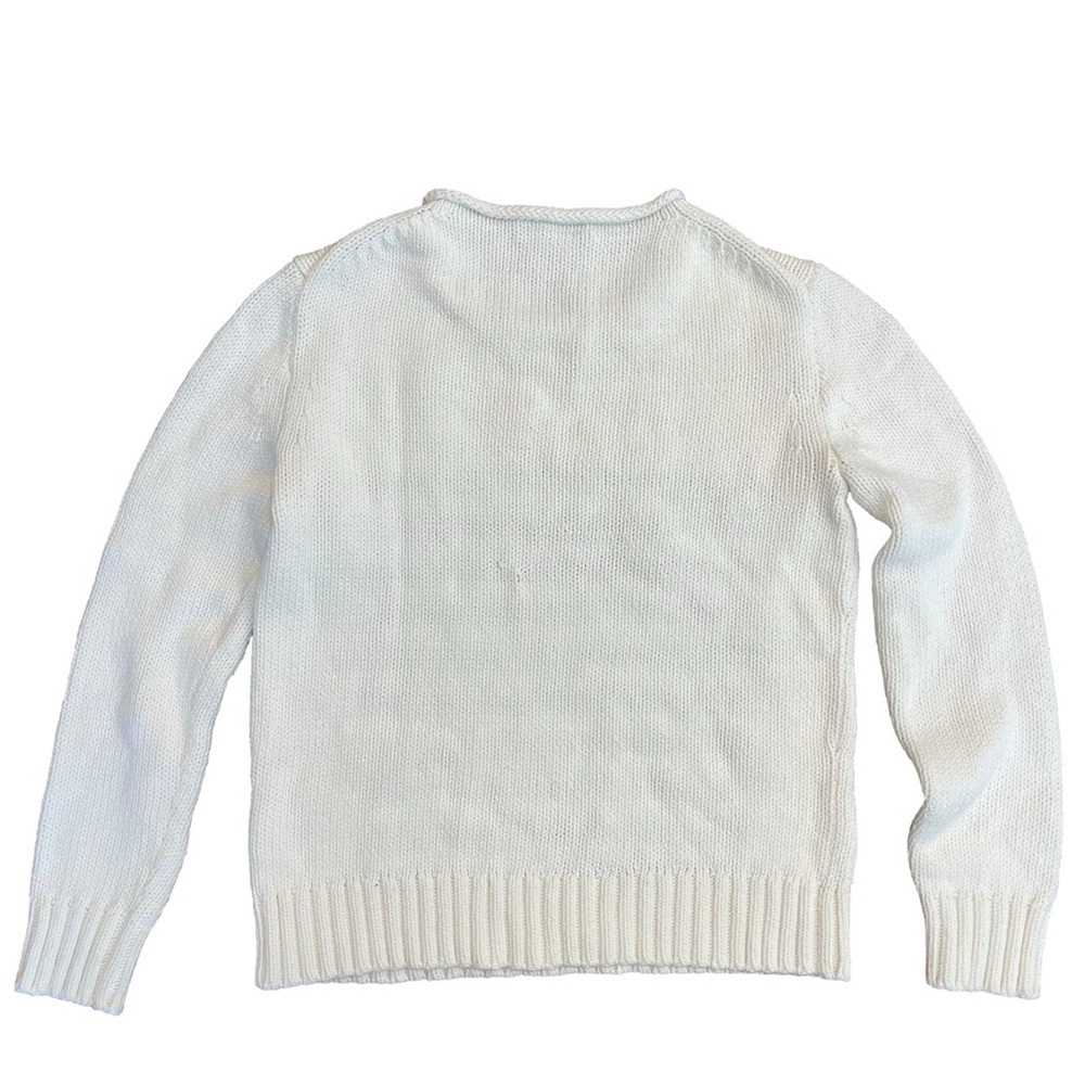 J Crew Rollneck Pullover Sweater Navy Blue White Stripe XS Coastal Nautical - Picture 3 of 5